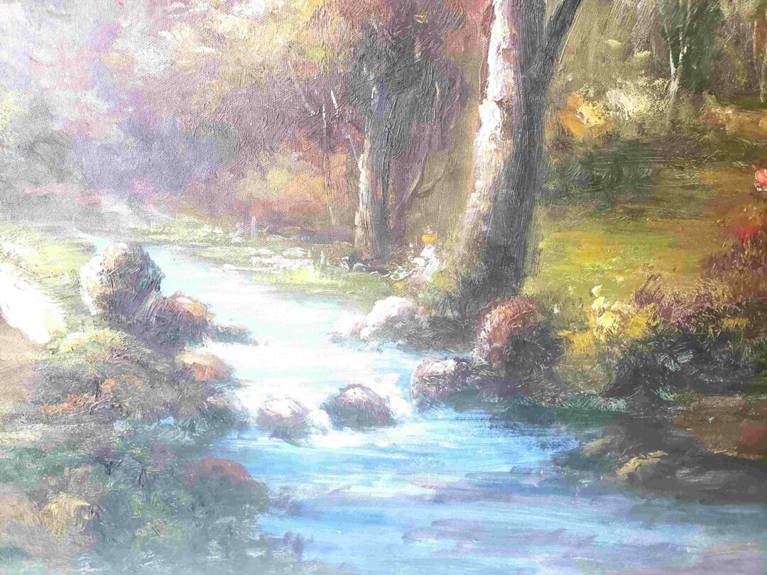 #148 - LANDSCAPE WITH A STREAM- Hand Painted, High Quality Oil Painting - Image 3