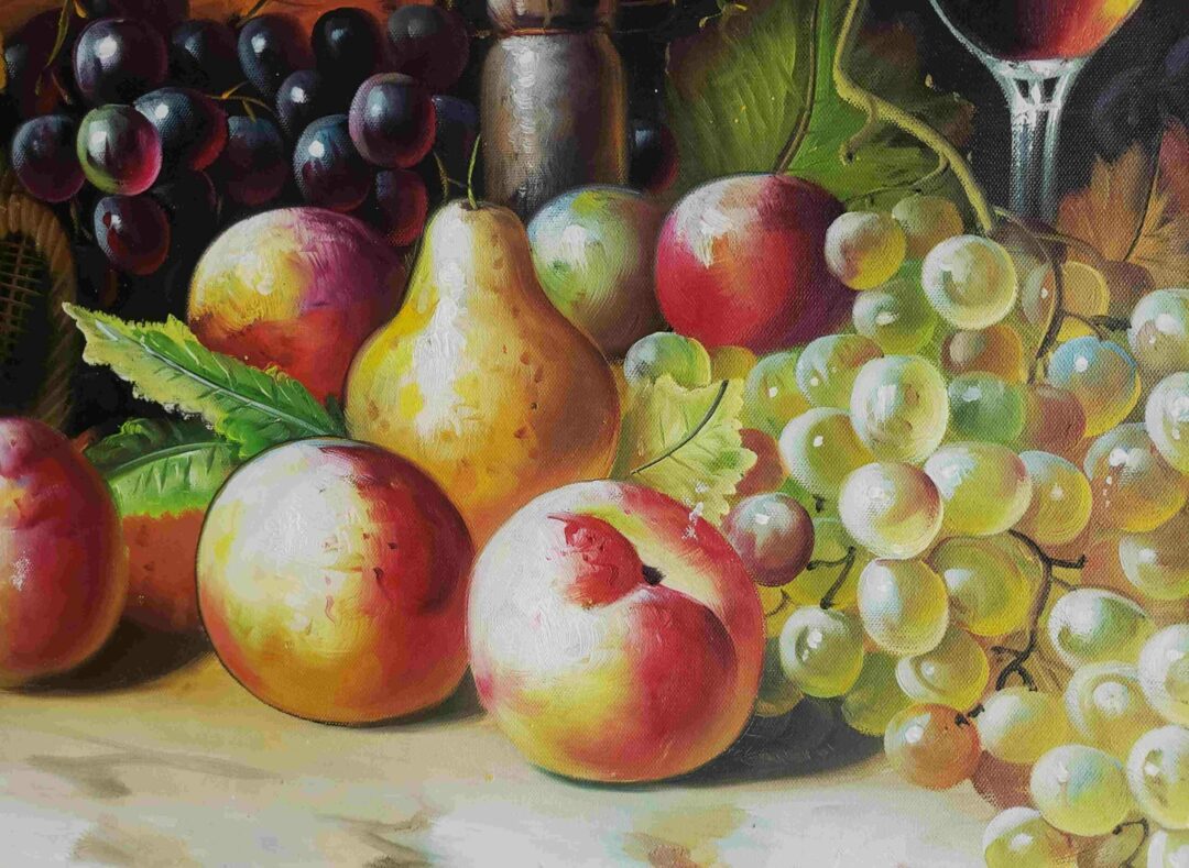 #262 - FRUITS & WINE STIL LIFE- Hand Painted,  High Quality Oil Painting - Image 4