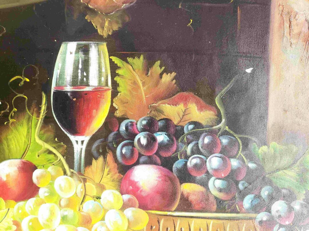 #262 - FRUITS & WINE STIL LIFE- Hand Painted,  High Quality Oil Painting - Image 5