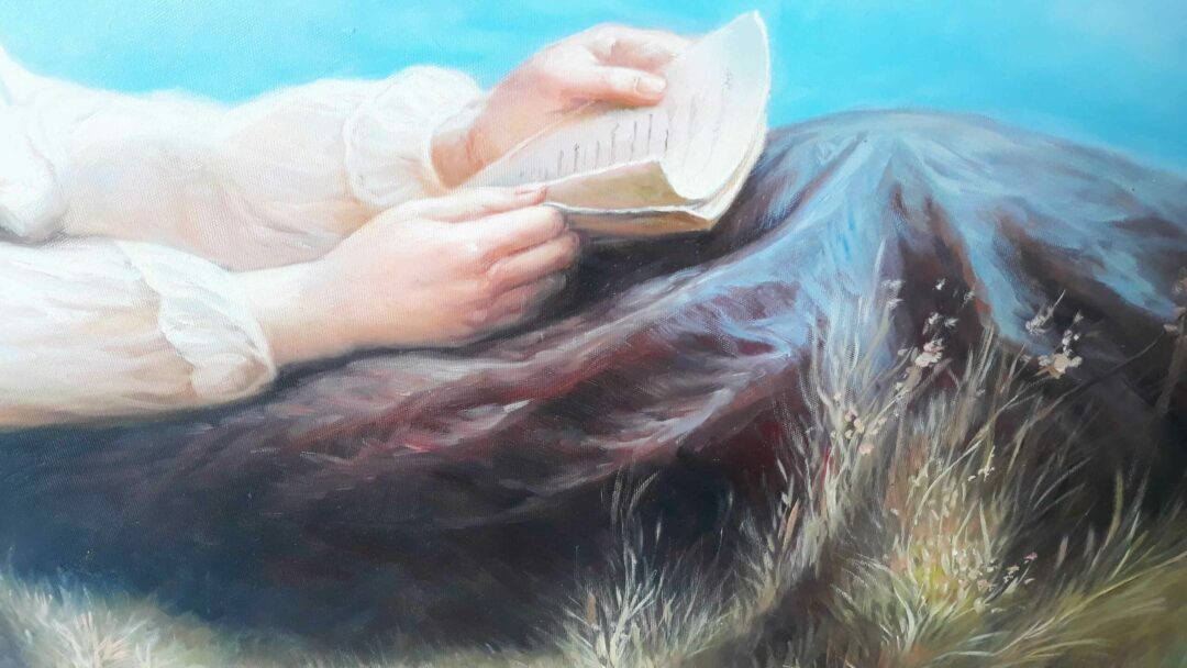 #117 - WOMAN READING IN NATURE - Oil Painting - Image 4