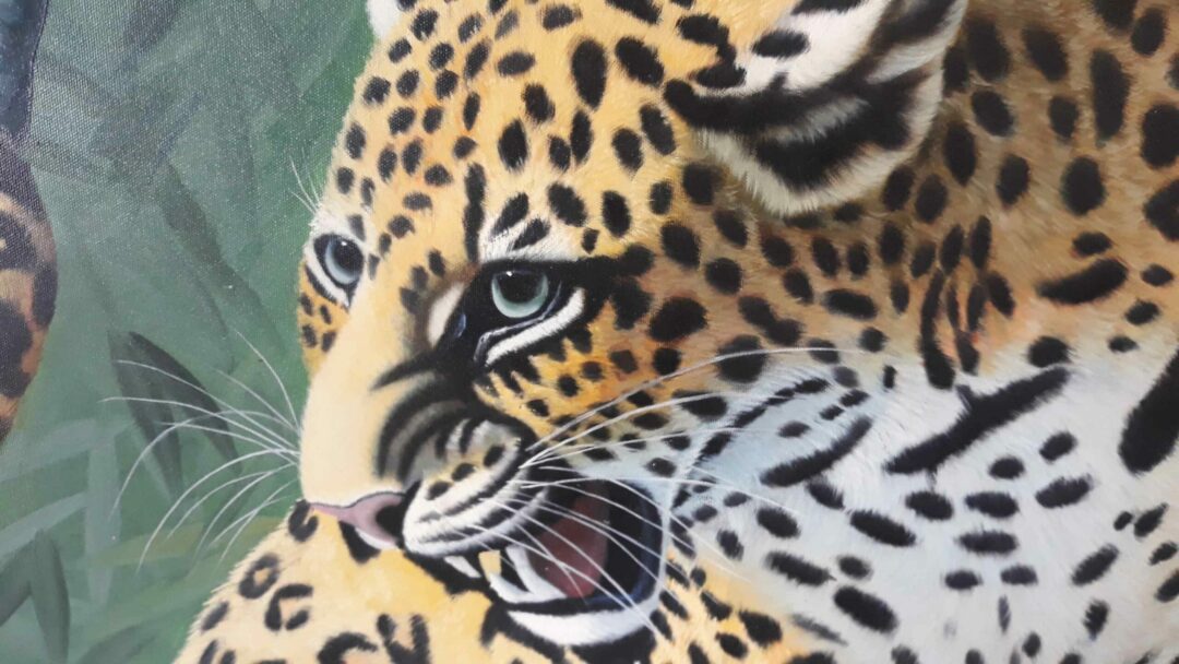 #159 - Majestic Wilderness - "Leopard in Nature." Oil Painting - Image 3