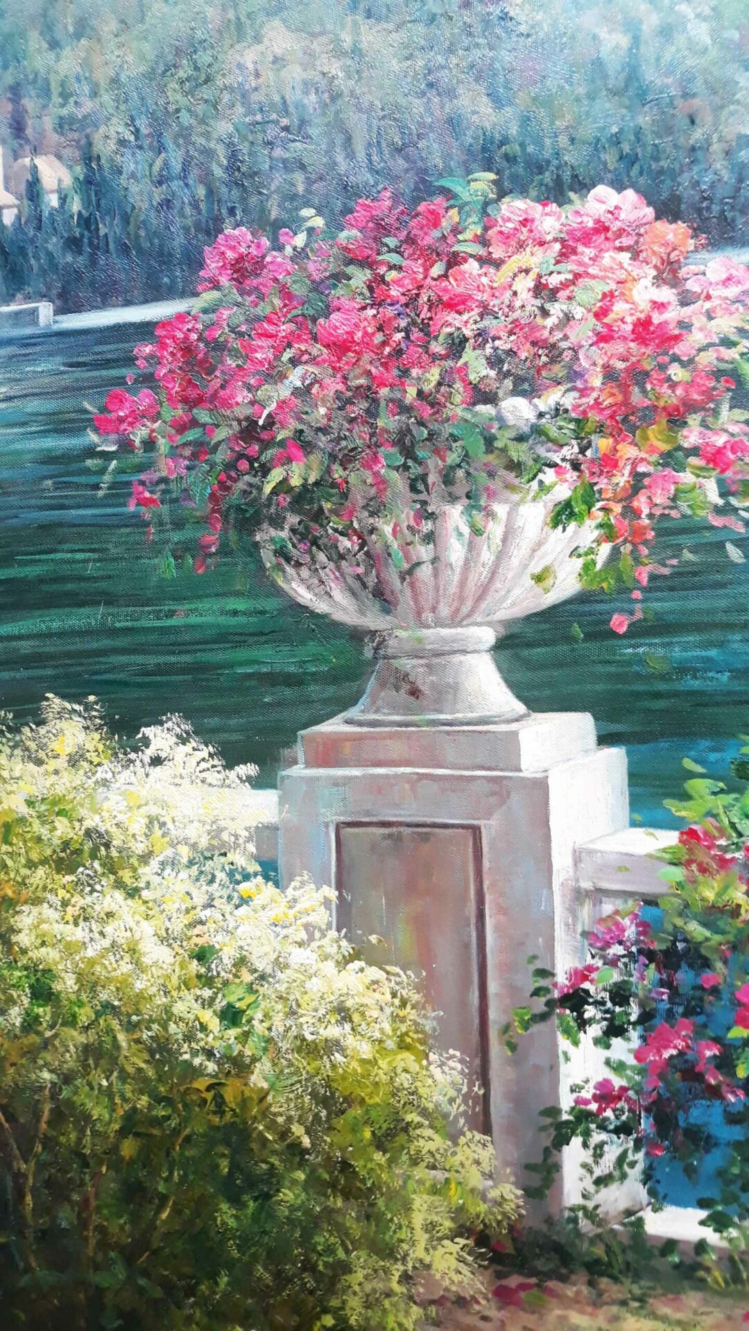 #244 - GARDEN VIEW TO THE SEA - Oil Painting - Image 2