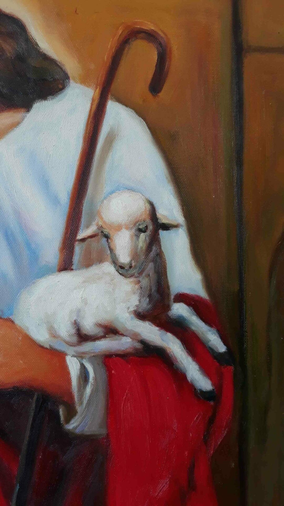 #312 - JESUS WITH SHEEP - Oil Painting - Image 5