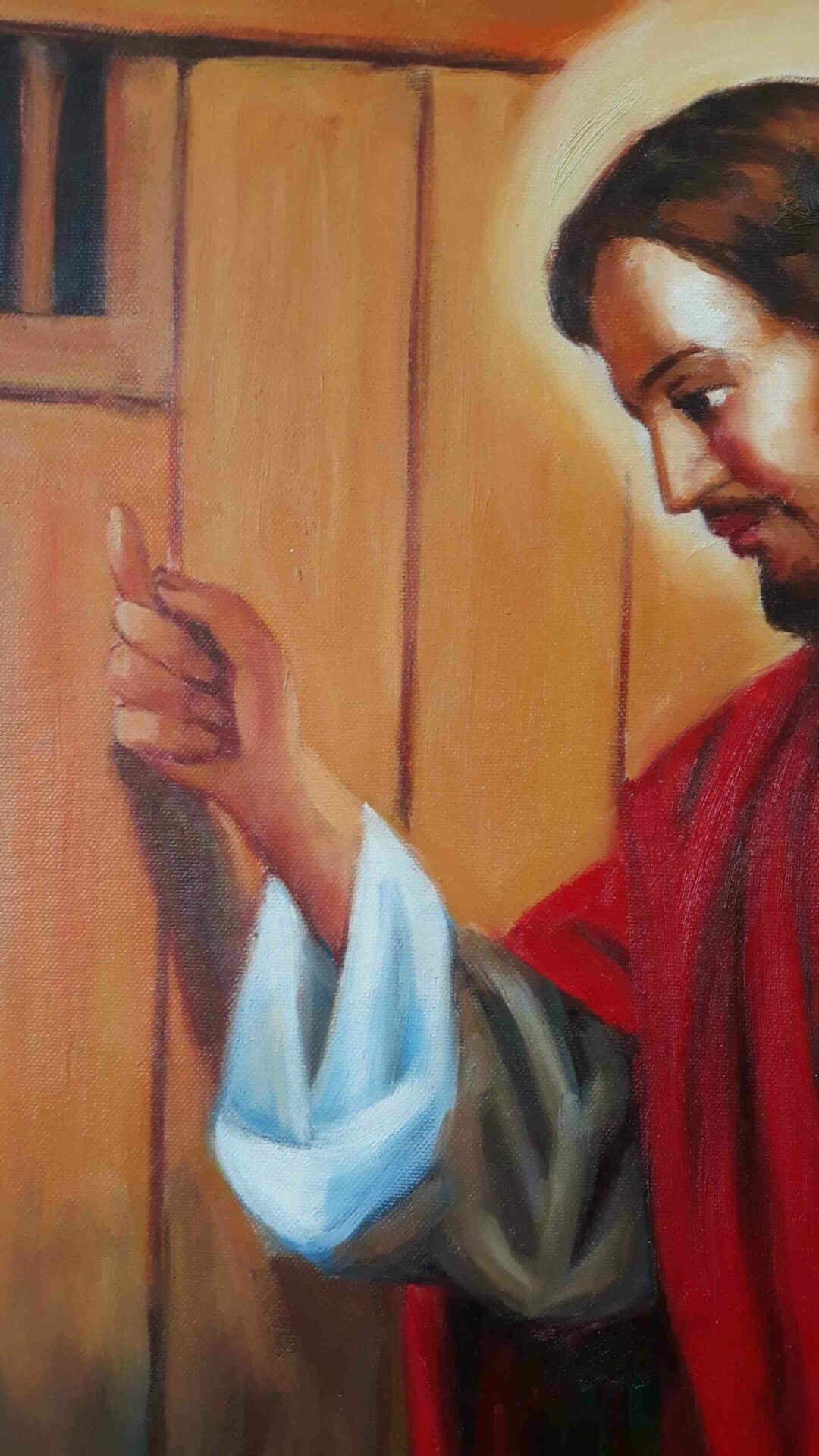 #312 - JESUS WITH SHEEP - Oil Painting - Image 6