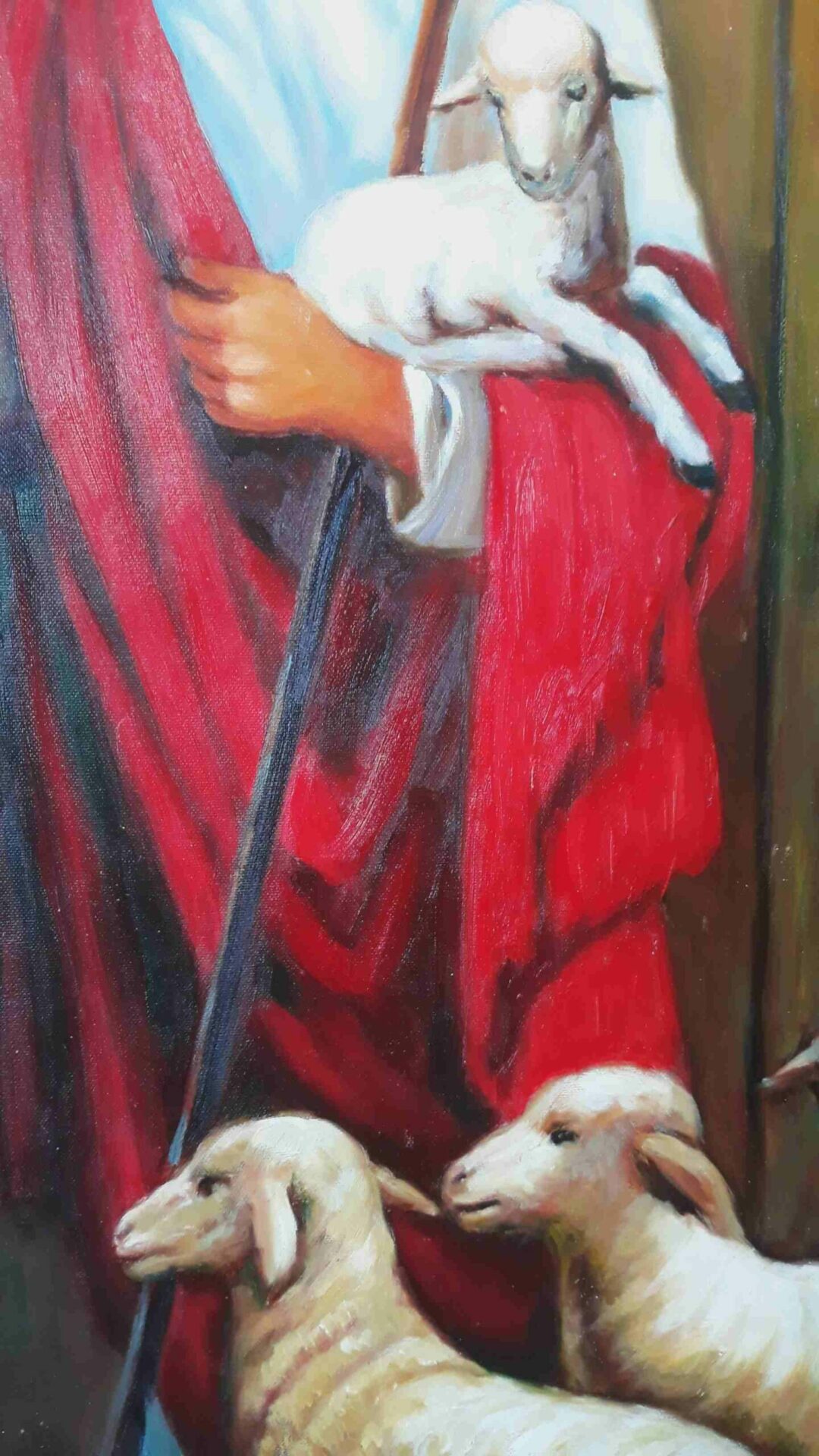 #312 - JESUS WITH SHEEP - Oil Painting - Image 7