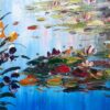 #335 - WATER LILIES IN THE POND WITH THE BRIDGE - Oil Painting - Image 6