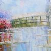 #335 - WATER LILIES IN THE POND WITH THE BRIDGE - Oil Painting - Image 3