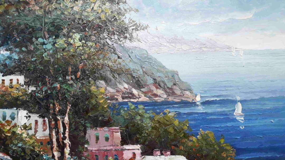 #339 - EUROPE CITY VIEW OF THE SEA - Oil Painting - Image 5