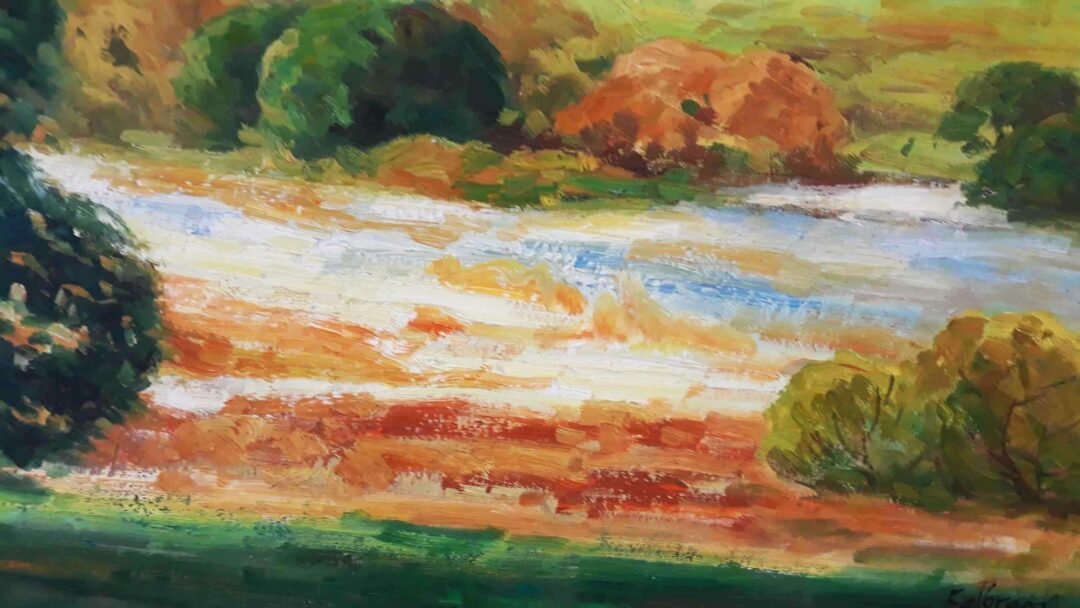 #396 - LANDSCAPE, YELLOW, GREEN & BLUE- Oil Painting - Image 4