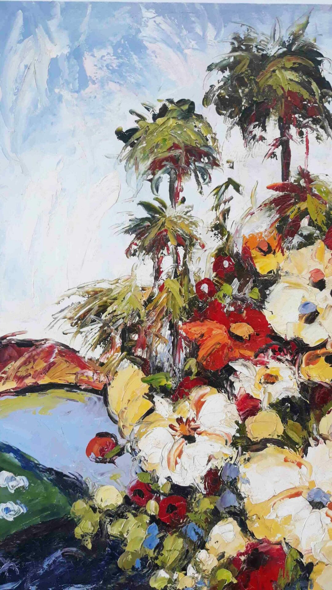 #454 - FLOWERS AND PALMTREES - Oil Painting - Image 6