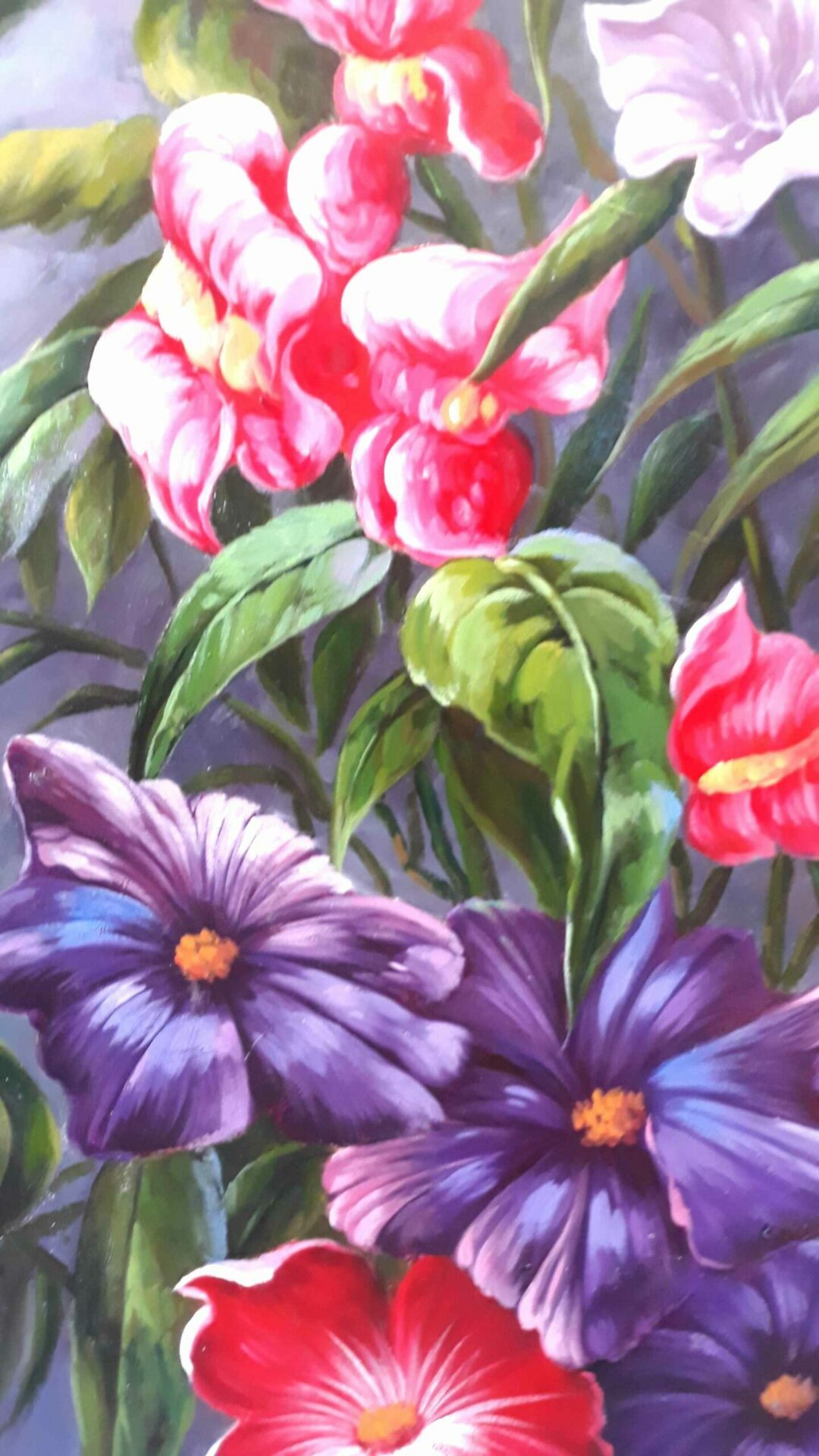 #539 - FLOWERS WITH BIRDS - Oil Painting - Image 8