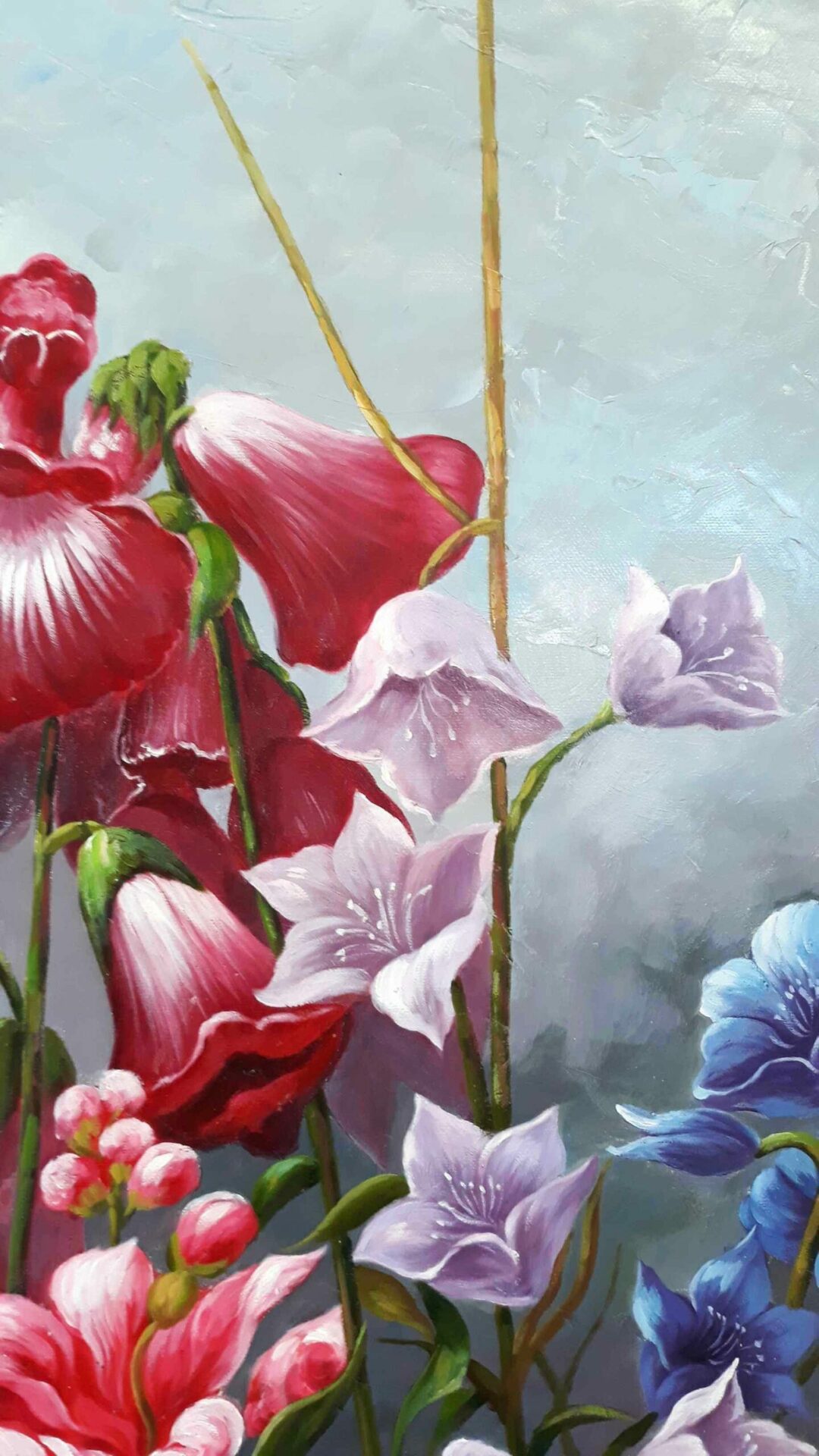 #539 - FLOWERS WITH BIRDS - Oil Painting - Image 2