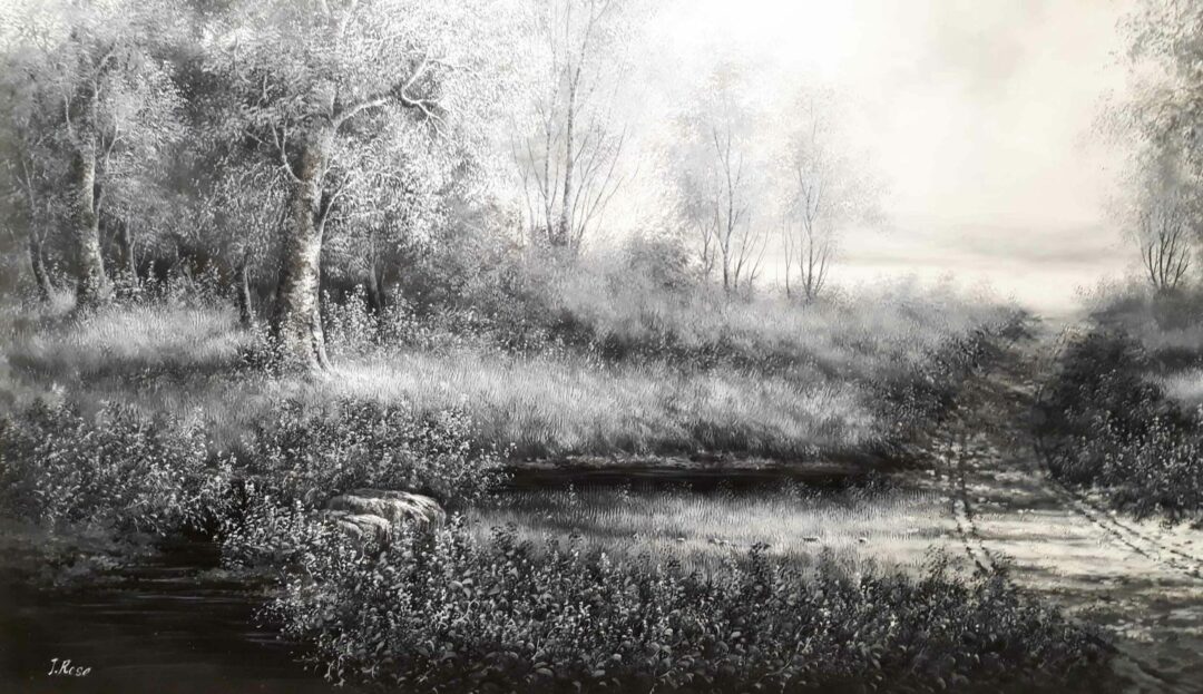 #770 - LANDSCAPE BLACK & WHITE - Oil Painting - Image 3