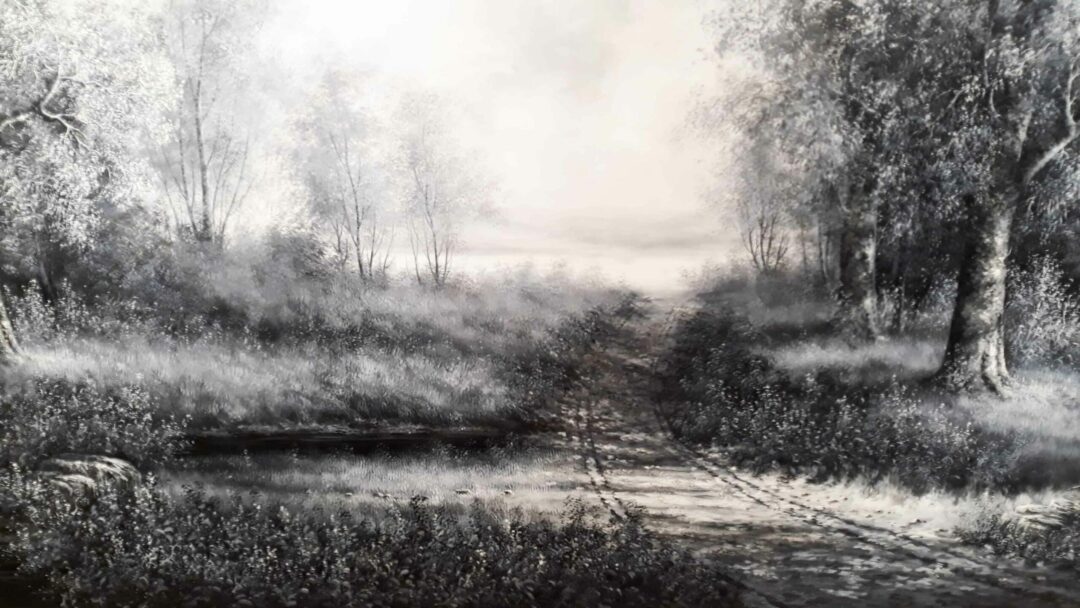 #770 - LANDSCAPE BLACK & WHITE - Oil Painting - Image 5