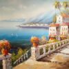 #781 - EUROPEAN HOME VIEW TO THE SEA - Oil Painting