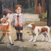 #886 - BOY GIRL & A DOG - Oil Painting